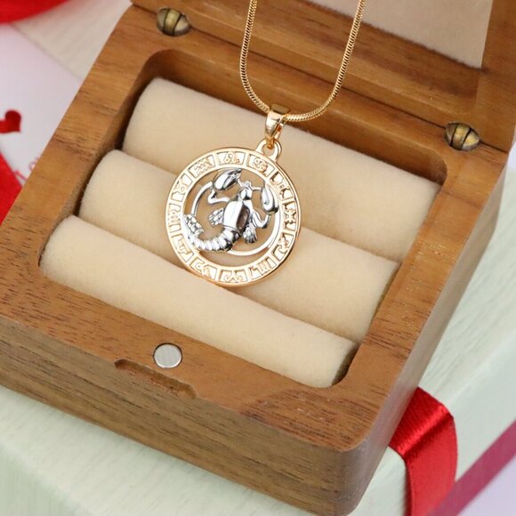 "Rose Gold Cancer Zodiac Pendant with Crab Symbol and Sign Circle, XPPT1448 - Picture 2 of 13